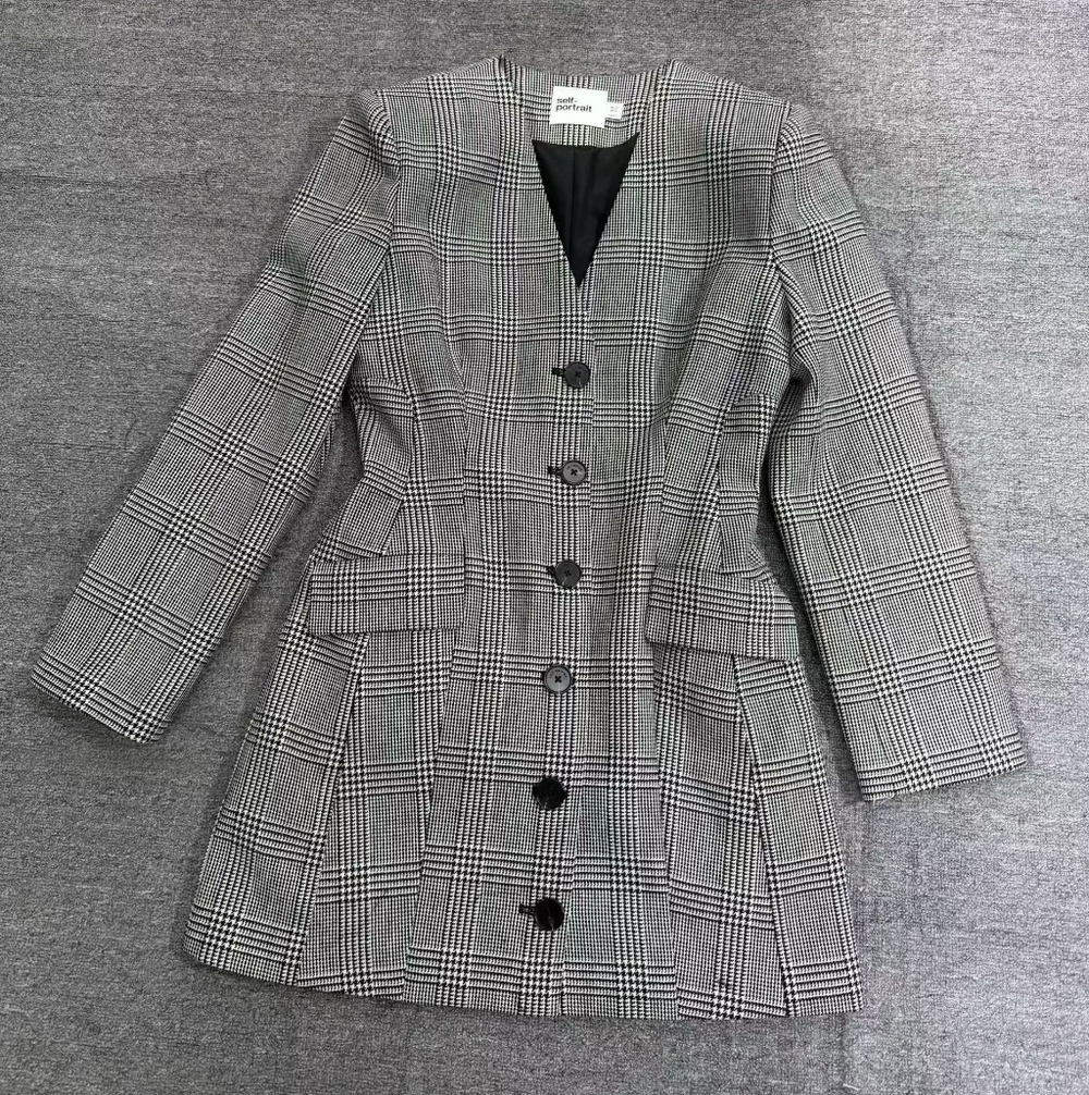 Self Portrait Check Blazer Mini Dress - Picture 6 of 9
